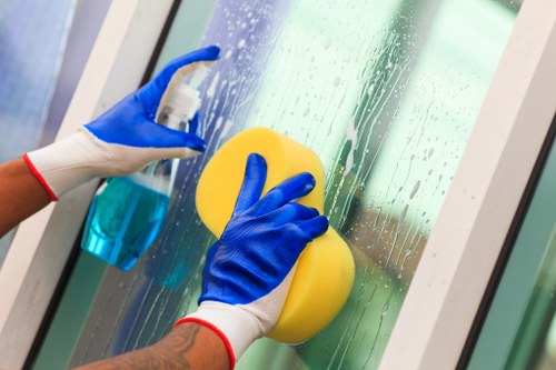 Office cleaning team working in a Hackney business workspace